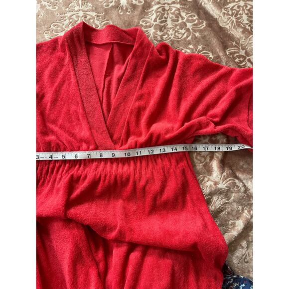 Vintage 70s red towel terry cloth midi dress size‎ small - Picture 4 of 4